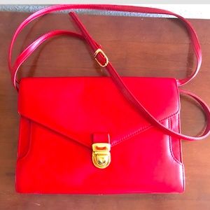 Red Envelope crossbody or clutch purse with long adjustable strap